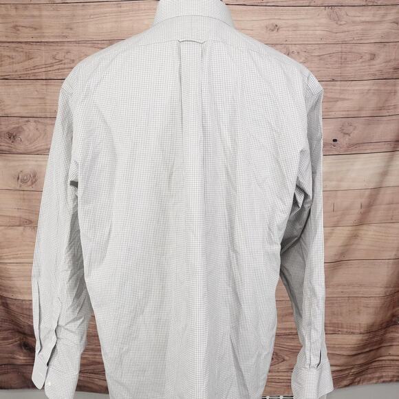 Roundtree & Yorke Gold Label Shirt Mens 16.5 35 Gray Check Button Down Pocket - Picture 4 of 8